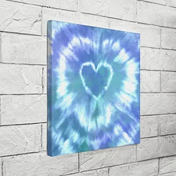 Холст квадратный Сердце - тай-дай - голубой, цвет: 3D-принт — фото 2