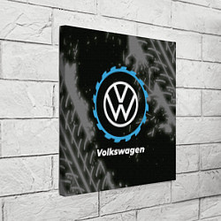 Холст квадратный Volkswagen в стиле Top Gear со следами шин на фоне, цвет: 3D-принт — фото 2