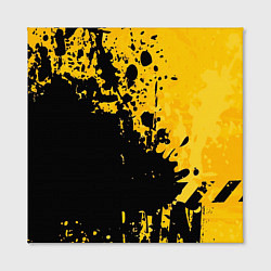Холст квадратный Пятна черной краски на желтом фоне, цвет: 3D-принт — фото 2