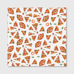 Холст квадратный Кусочки пиццы - паттерн на белом, цвет: 3D-принт — фото 2