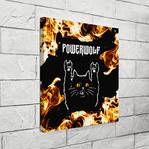 Картина квадратная Powerwolf рок кот и огонь / 3D-принт – фото 3