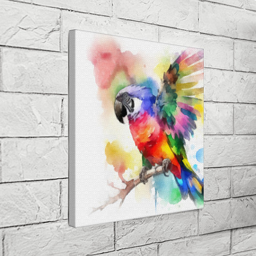 Картина квадратная Разноцветный акварельный попугай / 3D-принт – фото 3