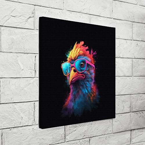 Картина квадратная Неоновая птица в очках / 3D-принт – фото 3