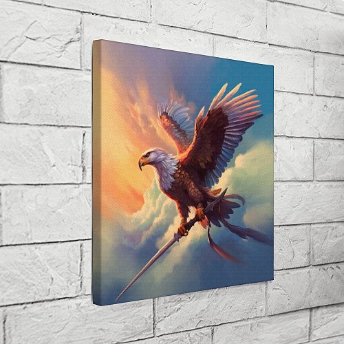 Картина квадратная Орел с мечом в облаках на закате / 3D-принт – фото 3