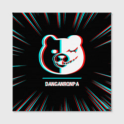 Холст квадратный Символ Danganronpa в стиле glitch на темном фоне, цвет: 3D-принт — фото 2