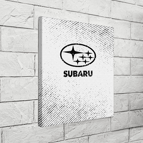 Картина квадратная Subaru с потертостями на светлом фоне / 3D-принт – фото 3