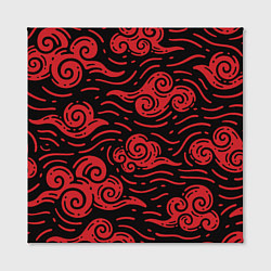 Холст квадратный Японский орнамент - красные облака, цвет: 3D-принт — фото 2