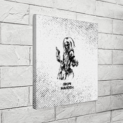Холст квадратный Iron Maiden с потертостями на светлом фоне, цвет: 3D-принт — фото 2