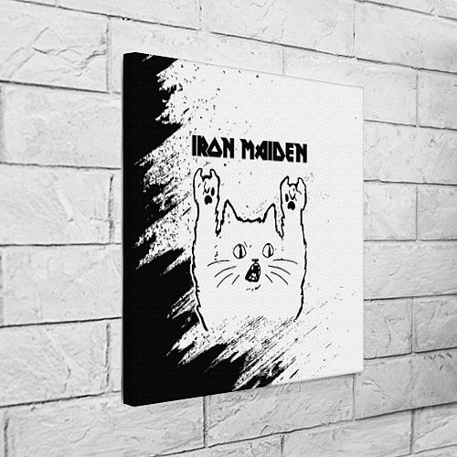 Картина квадратная Iron Maiden рок кот на светлом фоне / 3D-принт – фото 3