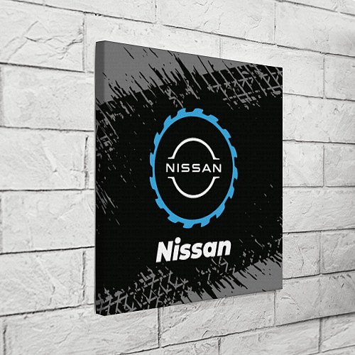 Картина квадратная Nissan в стиле Top Gear со следами шин на фоне / 3D-принт – фото 3