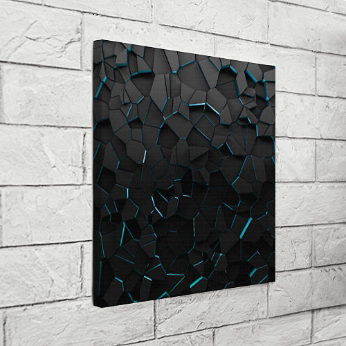 Картина квадратная Плиты с синей неоновой подсветкой / 3D-принт – фото 3