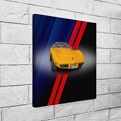 Холст квадратный Классический спорткар Chevrolet Corvette Stingray, цвет: 3D-принт — фото 2