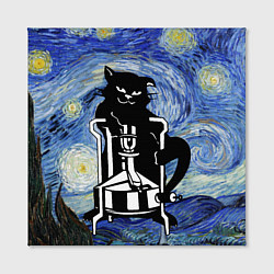 Холст квадратный Кот Бегемот на примусе в Звездной ночи, цвет: 3D-принт — фото 2