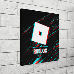 Холст квадратный Roblox в стиле glitch и баги графики на темном фон, цвет: 3D-принт — фото 2