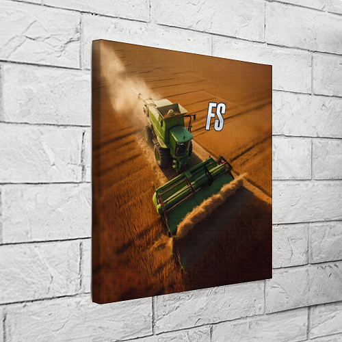 Картина квадратная Farming Simulator - Зеленый трактор / 3D-принт – фото 3