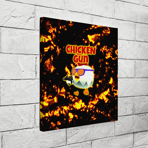 Картина квадратная Chicken Gun на фоне огня / 3D-принт – фото 3