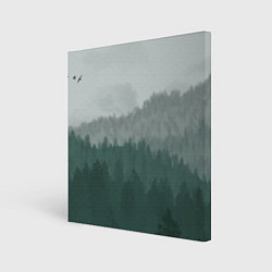 Картина квадратная Туманные холмы и лес