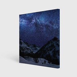 Холст квадратный Снежные горы и космос, цвет: 3D-принт