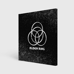 Холст квадратный Elden Ring с потертостями на темном фоне, цвет: 3D-принт