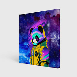 Холст квадратный Панда-космонавт в космосе - неон, цвет: 3D-принт