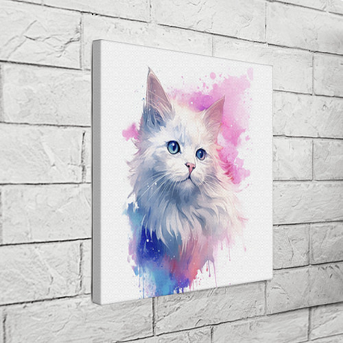 Картина квадратная Белая кошечка акварель / 3D-принт – фото 3