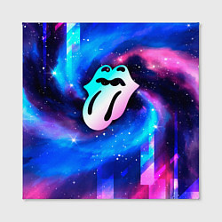 Холст квадратный Rolling Stones неоновый космос, цвет: 3D-принт — фото 2
