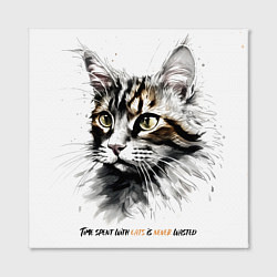 Холст квадратный Время с кошкой никогда не потрачено зря, цвет: 3D-принт — фото 2