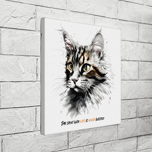 Картина квадратная Время с кошкой никогда не потрачено зря / 3D-принт – фото 3