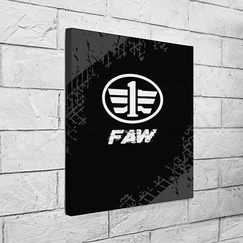 Картина квадратная FAW speed на темном фоне со следами шин / 3D-принт – фото 3