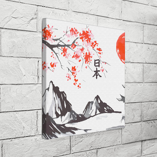 Картина квадратная Цветущая сакура и солнце - Япония / 3D-принт – фото 3