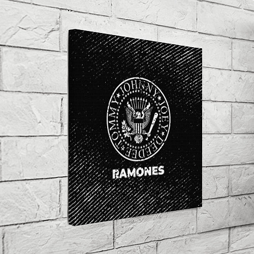 Картина квадратная Ramones с потертостями на темном фоне / 3D-принт – фото 3