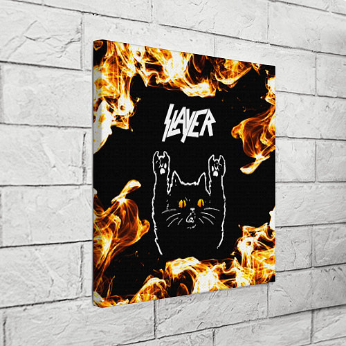 Картина квадратная Slayer рок кот и огонь / 3D-принт – фото 3