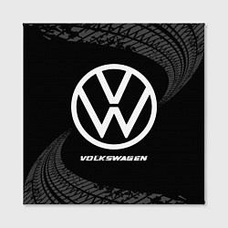 Холст квадратный Volkswagen speed на темном фоне со следами шин, цвет: 3D-принт — фото 2