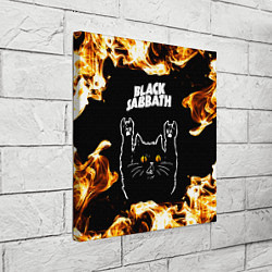 Холст квадратный Black Sabbath рок кот и огонь, цвет: 3D-принт — фото 2