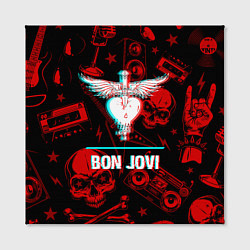 Холст квадратный Bon Jovi rock glitch, цвет: 3D-принт — фото 2