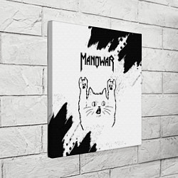 Холст квадратный Manowar рок кот на светлом фоне, цвет: 3D-принт — фото 2