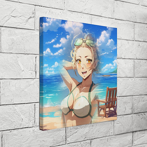 Картина квадратная Милая блондинка на пляже / 3D-принт – фото 3