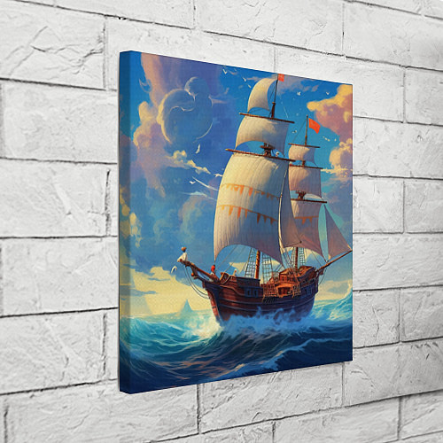 Картина квадратная Парусник в море / 3D-принт – фото 3