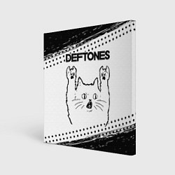 Холст квадратный Deftones рок кот на светлом фоне, цвет: 3D-принт