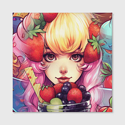 Холст квадратный Блондинка с ягодами, цвет: 3D-принт — фото 2
