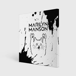 Холст квадратный Marilyn Manson рок кот на светлом фоне, цвет: 3D-принт