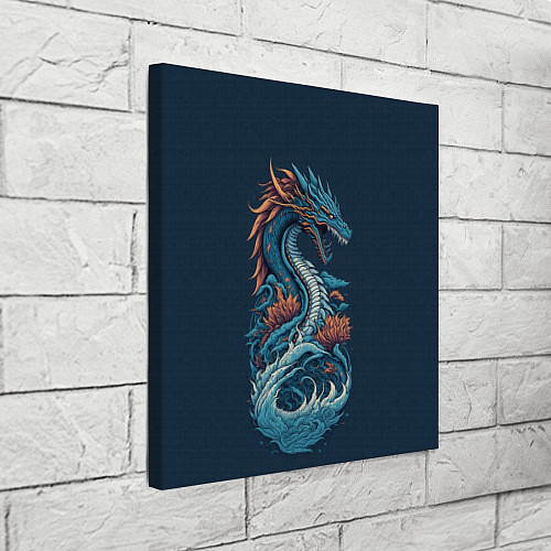 Картина квадратная Синий дракон от нейросети / 3D-принт – фото 3