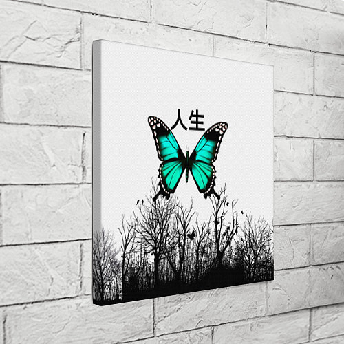 Картина квадратная С бабочкой на фоне японского иероглифа / 3D-принт – фото 3
