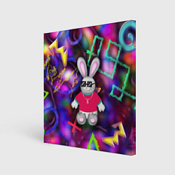 Холст квадратный Кролик в футболке, цвет: 3D-принт