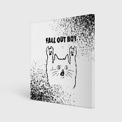 Холст квадратный Fall Out Boy рок кот на светлом фоне, цвет: 3D-принт