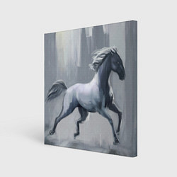 Холст квадратный Белый конь под дождем, цвет: 3D-принт