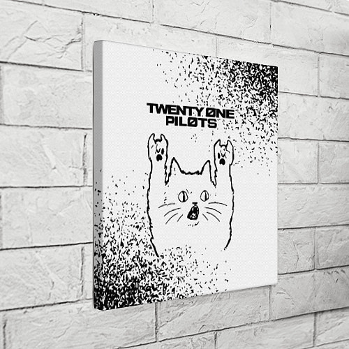 Картина квадратная Twenty One Pilots рок кот на светлом фоне / 3D-принт – фото 3