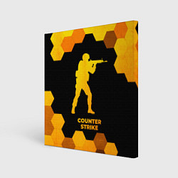 Холст квадратный Counter Strike - gold gradient, цвет: 3D-принт
