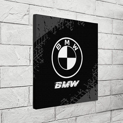 Картина квадратная BMW speed на темном фоне со следами шин / 3D-принт – фото 3