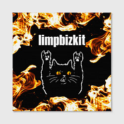 Холст квадратный Limp Bizkit рок кот и огонь, цвет: 3D-принт — фото 2